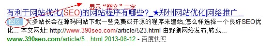 百度搜索結果中帶有圖文