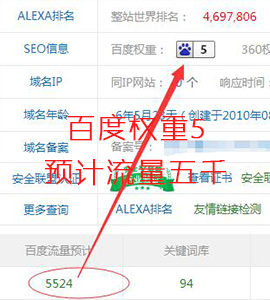百度預(yù)計(jì)流量5000多，權(quán)重5